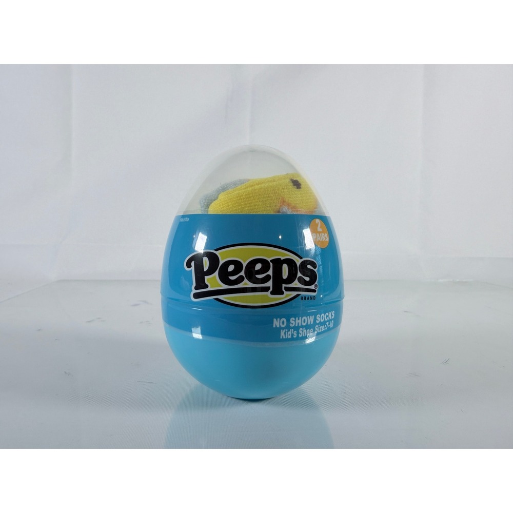 Peeps Easter Blue Plastic Egg Kids No Show Socks Size 7-10 2 Pairs